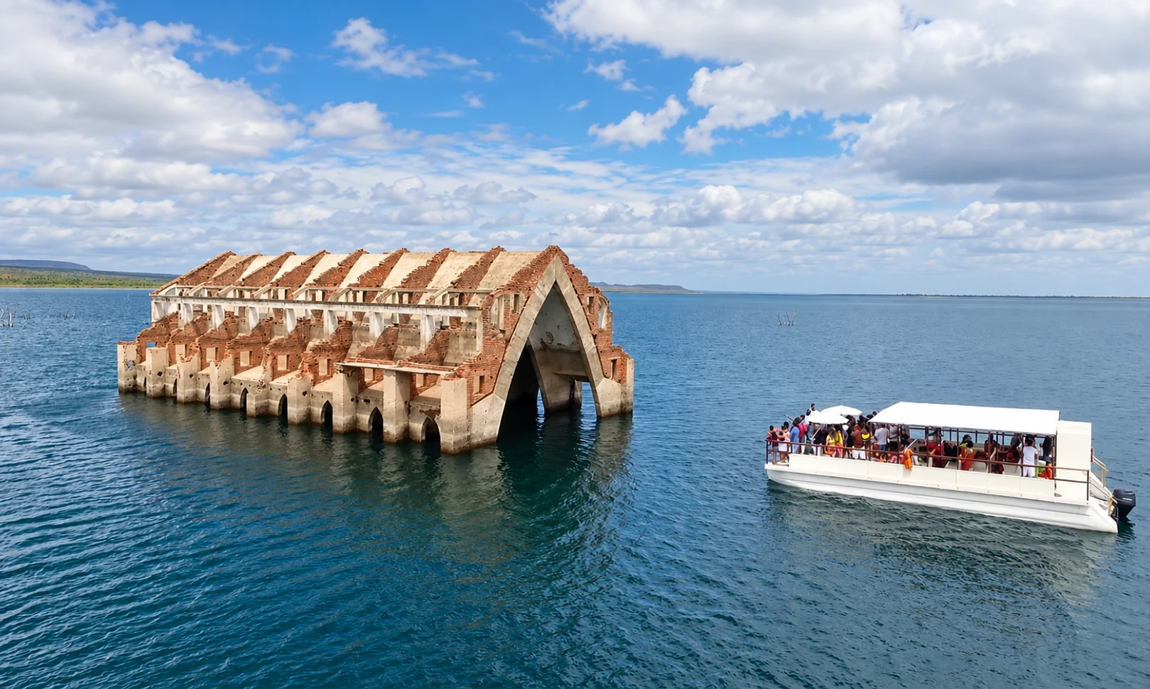 Passeio de barco junto à igreja