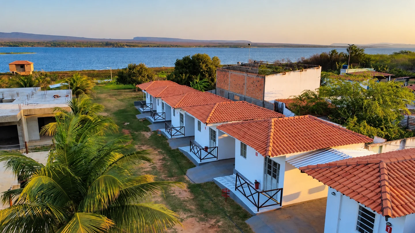 Chalés e a paisagem do São Francisco